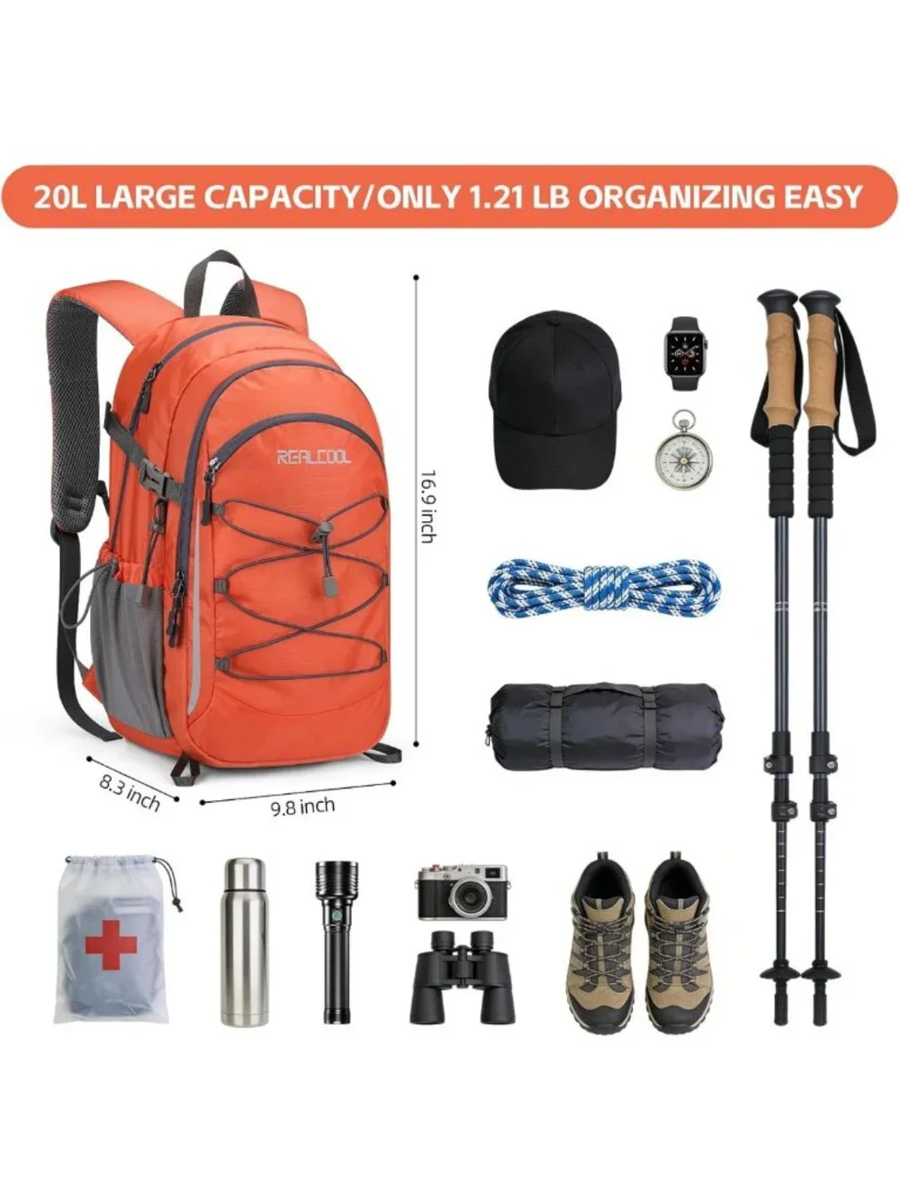 Lightweight 20L Waterproof Hiking Backpack | Tear-Resistant, Multi-Compartment